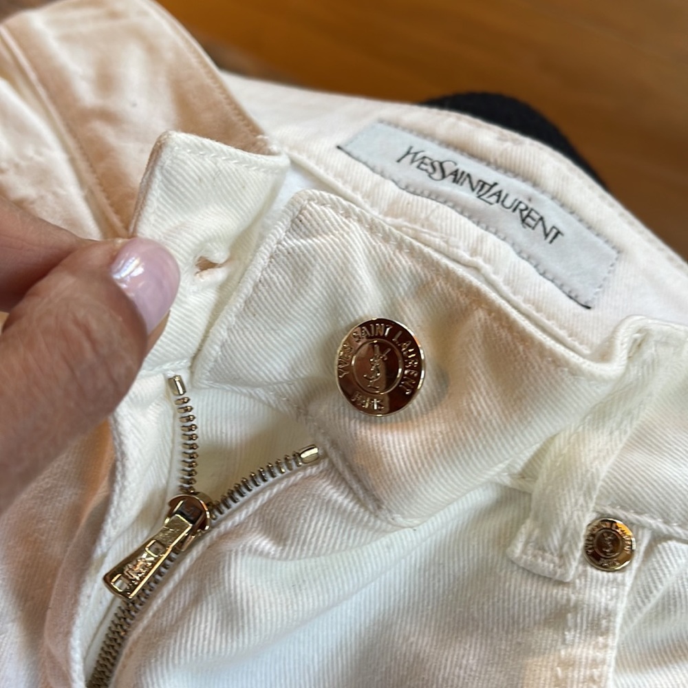 Auth Ysl White Denim Jeans View 3